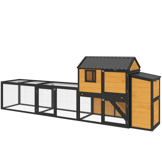 Large 134"L Chicken Coop With Run, Nesting Box, Slide-Out Tray Chicken Coops Yellow, Black at Gallery Canada
