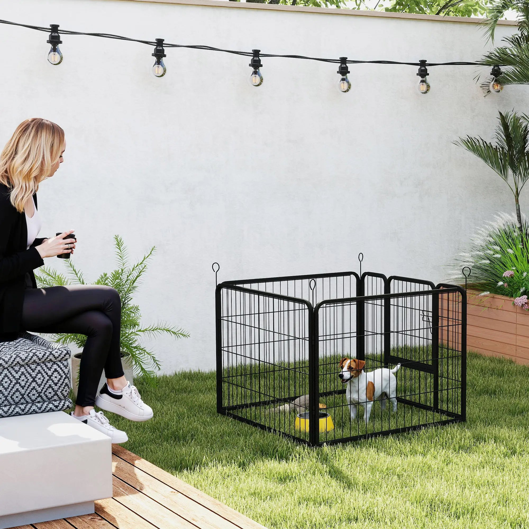 Metal Pet Playpen with Gate, Indoor Outdoor, Small Animal Houses, Kennels & Pens at Gallery Canada