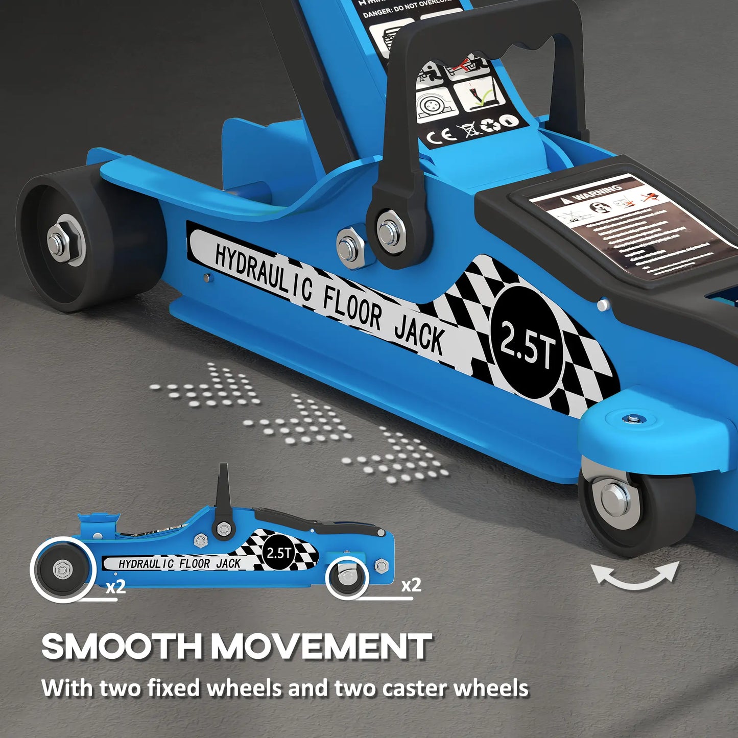 Hydraulic Racing Floor Jack, 3.1"-14.1" Lifting Range, 2.5 Ton Capacity, Blue Automotive at Gallery Canada
