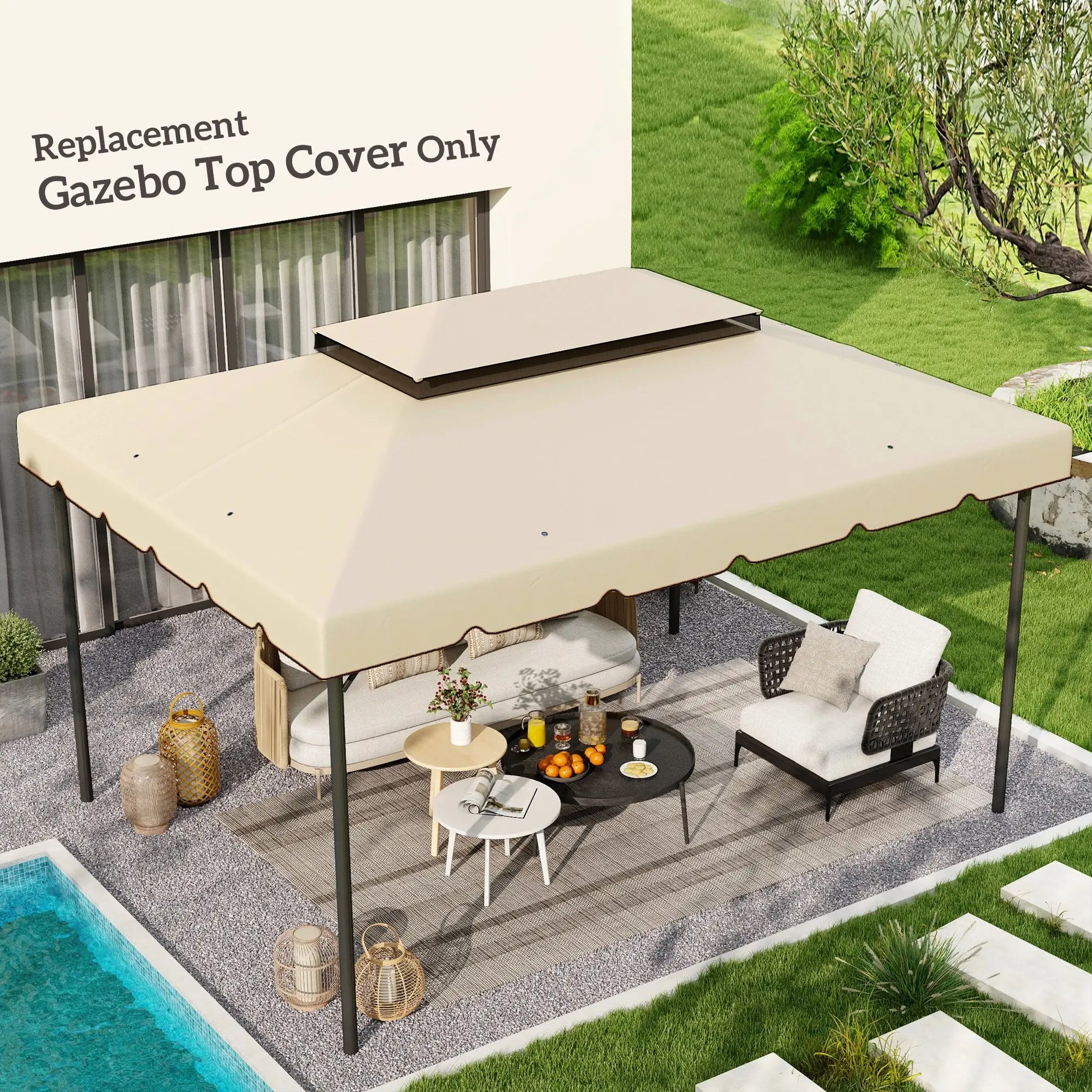 13' x 10' Gazebo Canopy, Double Vented Roof, Cream Gazebo Canopy Replacement at Gallery Canada
