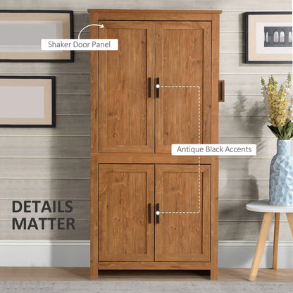 64" Kitchen Pantry Cabinet, 4 Doors, 3 Adjustable Shelves, Oak Kitchen Pantry Cabinets at Gallery Canada