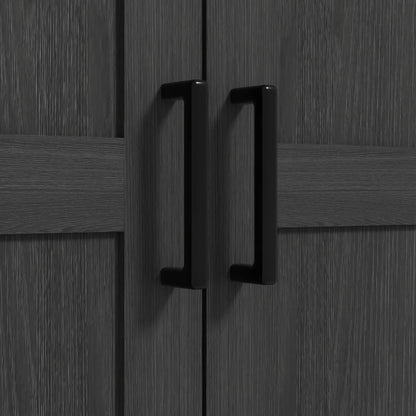 69" Tall Farmhouse Pantry Cabinet, 2 Doors, Drawer, Adjustable Shelves, Black Wood Grain, Black Kitchen Pantry Cabinets at Gallery Canada