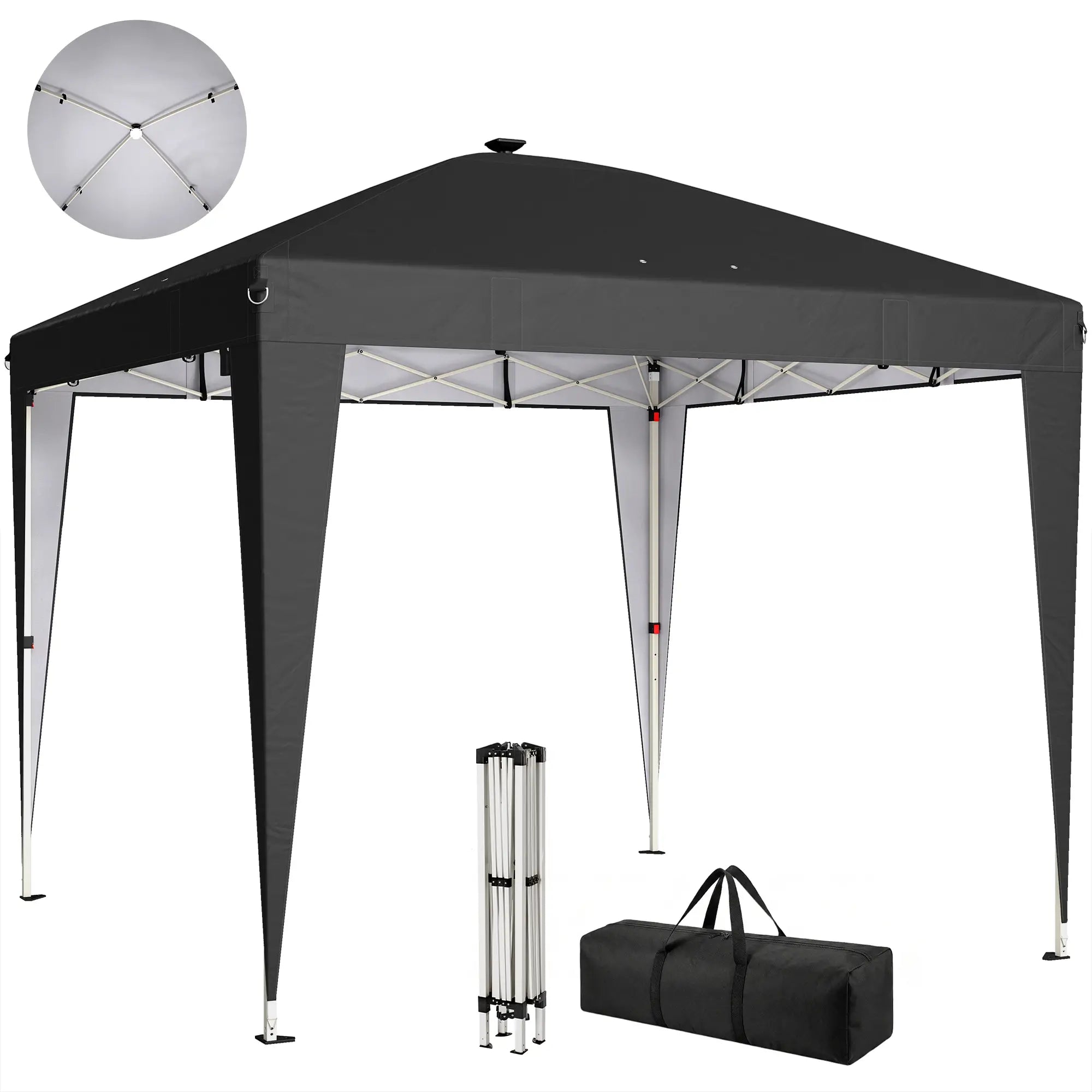 10 x 10 ft Pop Up Canopy Tent, UPF 50+ Instant Portable Shelter, Black Pop Up Canopies Black at Gallery Canada