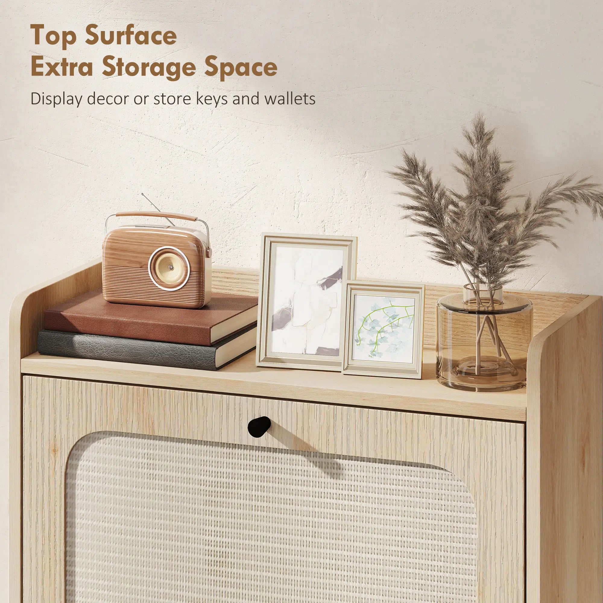 Shoe Cabinet With 2 Flip Drawers, Narrow Oak Storage Shoe Storage Cabinets & Racks at Gallery Canada