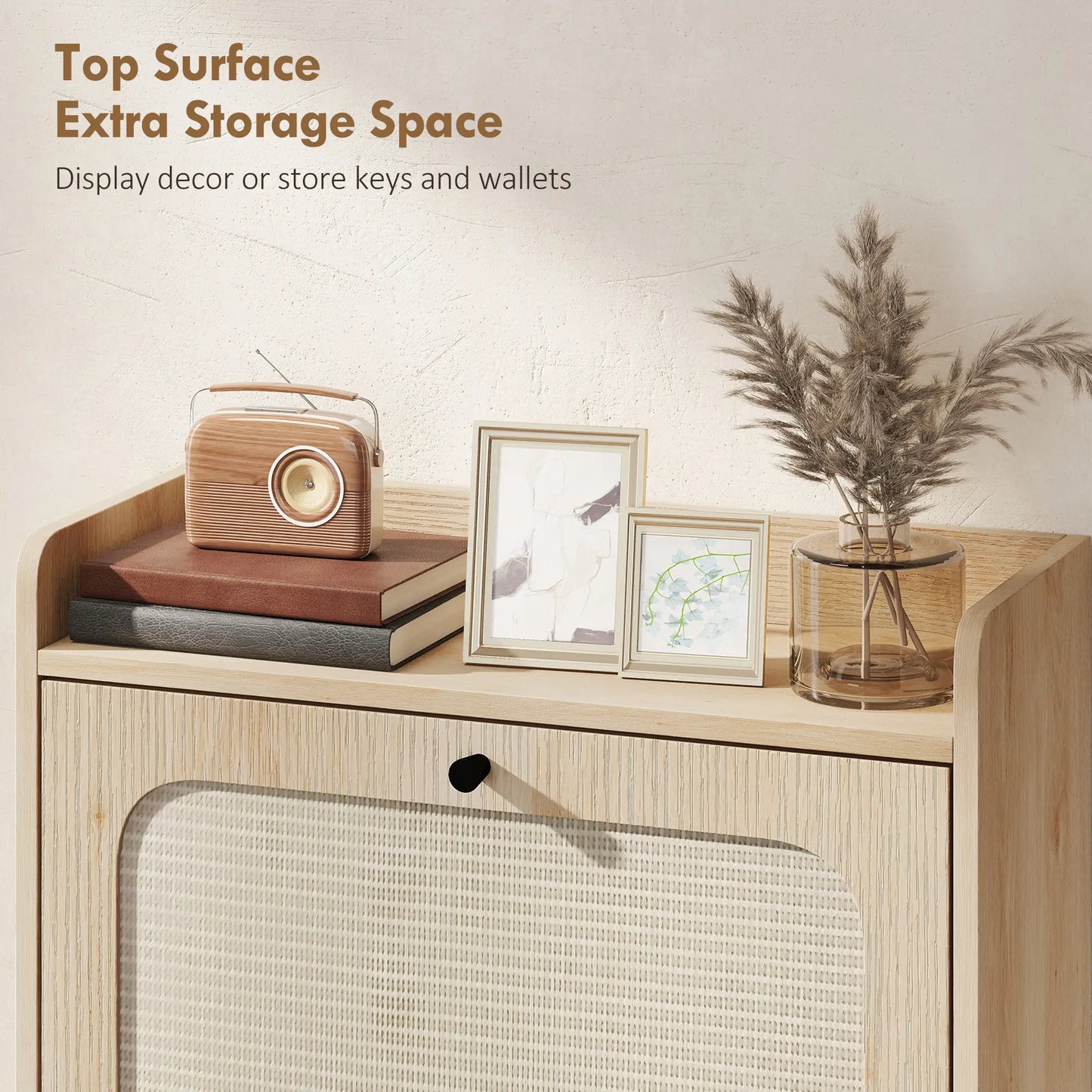 Shoe Cabinet With 2 Flip Drawers, Narrow Oak Storage Shoe Storage Cabinets & Racks at Gallery Canada