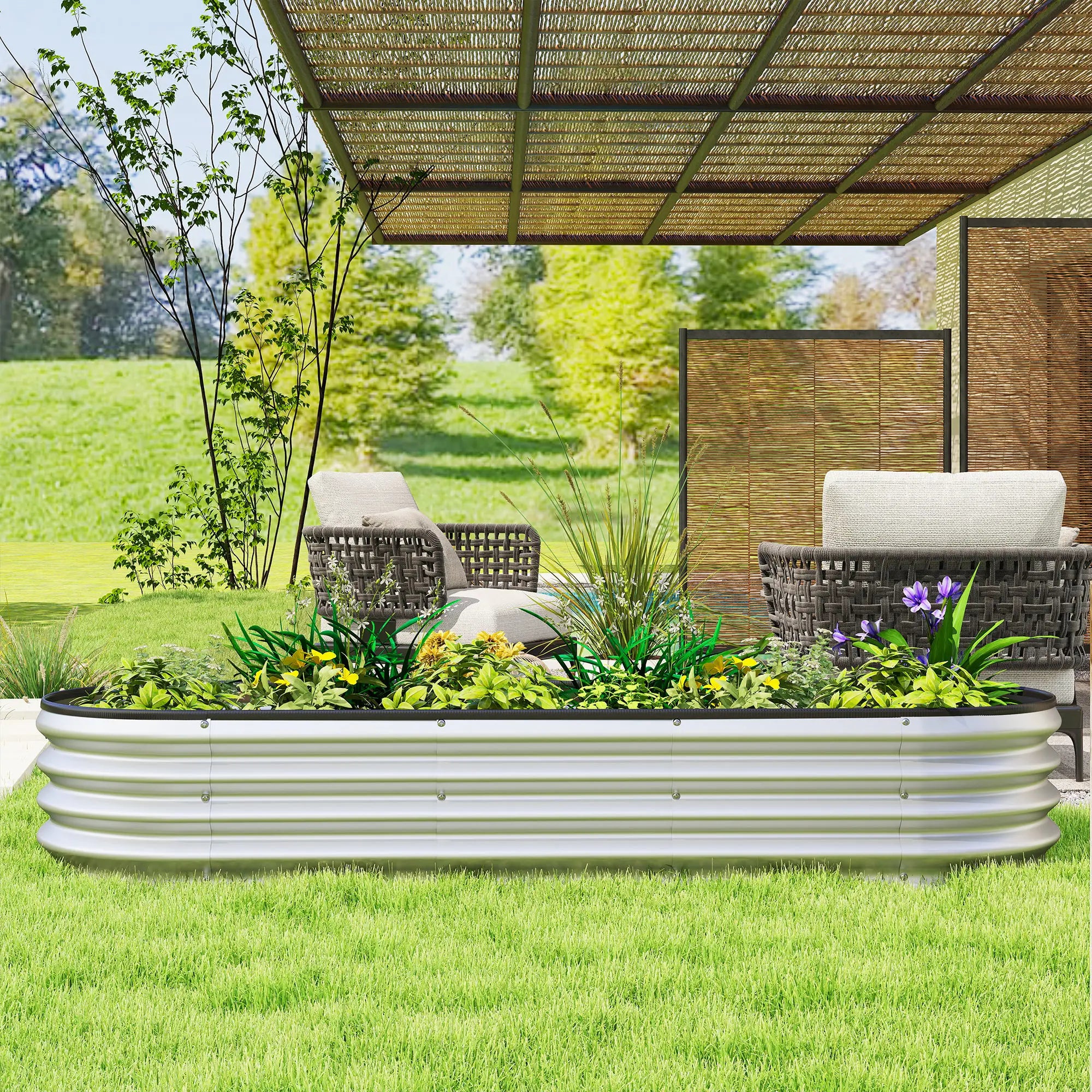 Galvanized Raised Garden Bed, 6 x 2 x 1 ft, Silver Galvanized Planter Boxes at Gallery Canada