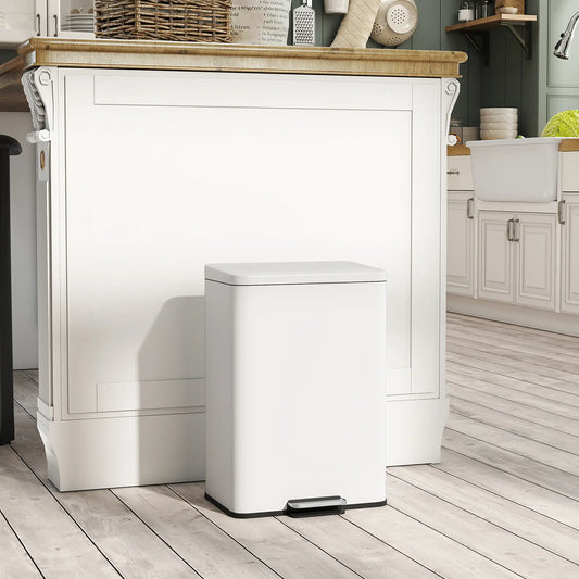 5.3 Gallon Garbage Bin with Soft Close Lid, Removable Inner Bucket, Cream White