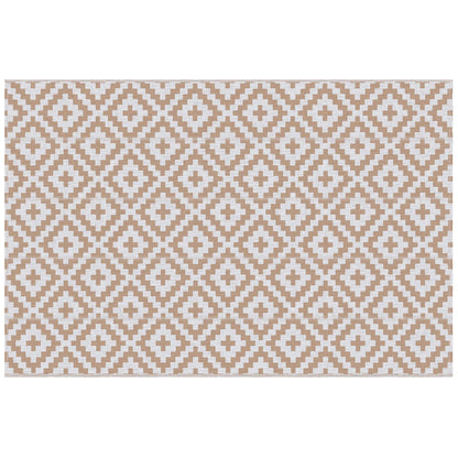 Reversible Outdoor RV Rug, Patio Floor Mat, 6' x 9', White, Coffee Garden Decor at Gallery Canada