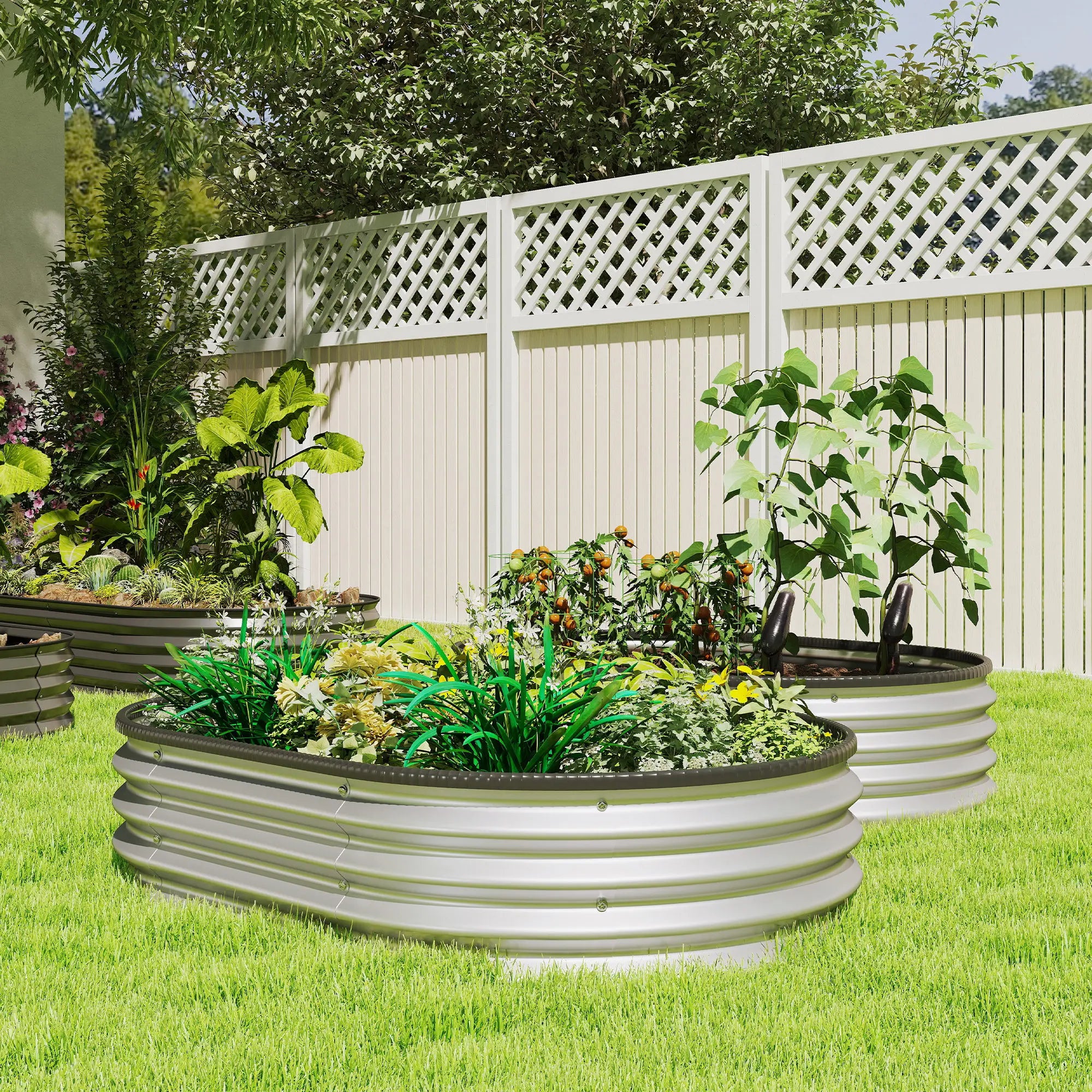 2Pcs Galvanized Raised Garden Bed, 4 X 3 X 1 Ft, Silver Galvanized Planter Boxes at Gallery Canada