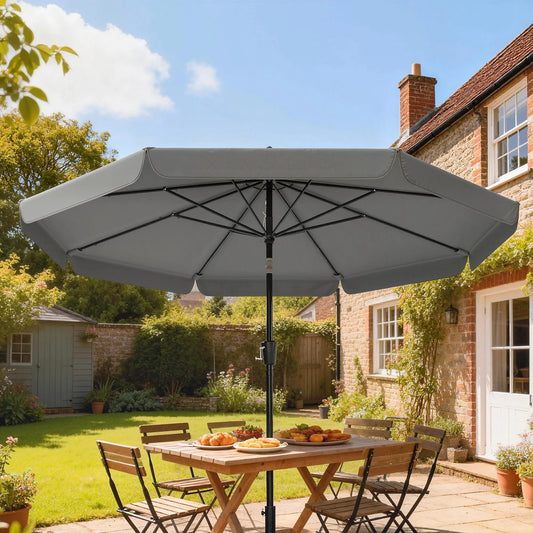 10 ft Outdoor Patio Umbrella, Push Button Tilt, Crank, Dark Grey Sun Umbrellas Dark Grey at Gallery Canada