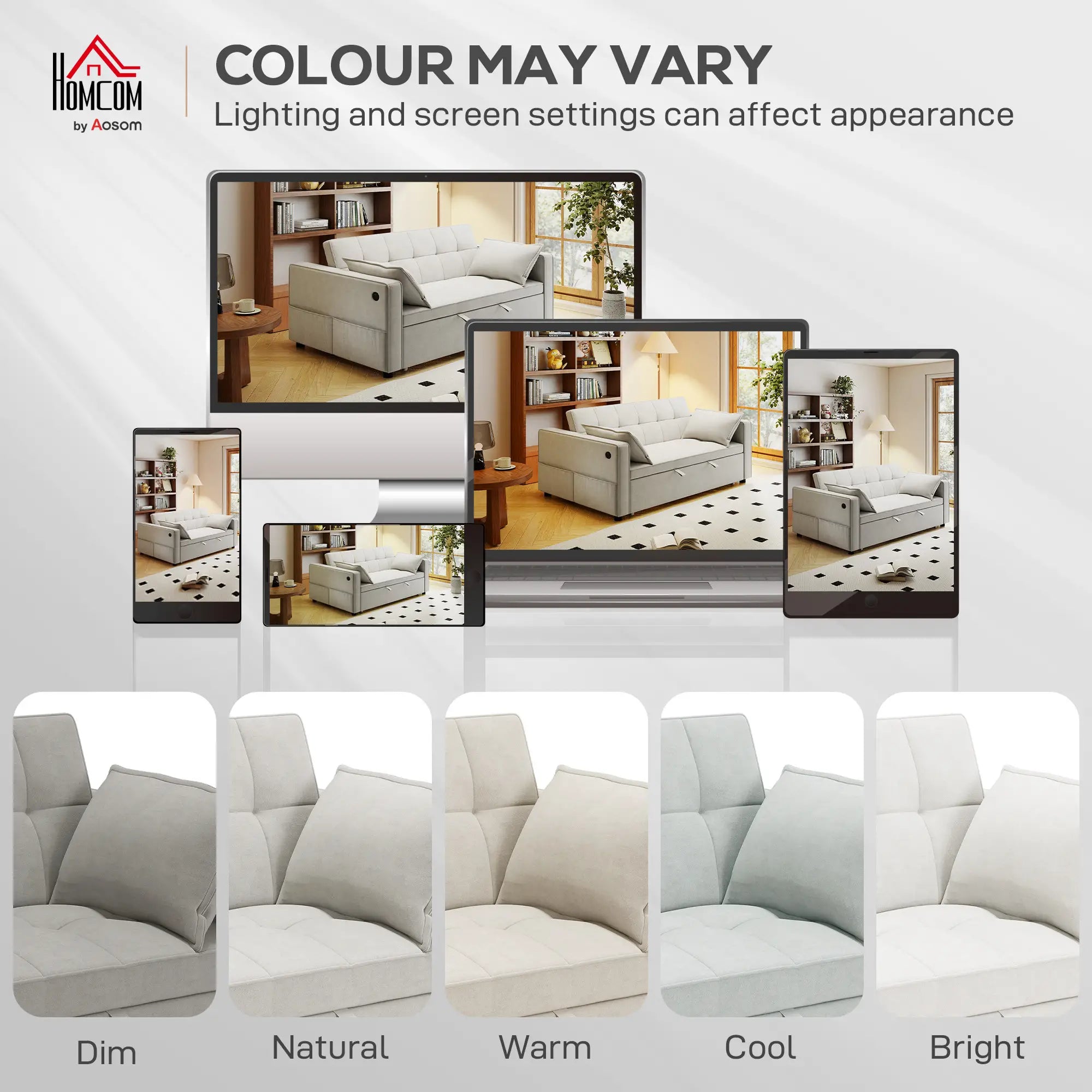 3-In-1 Convertible Sofa Bed, Pull Out Sleeper, Adjustable Backrest, Beige 2-Seater Sofas at Gallery Canada