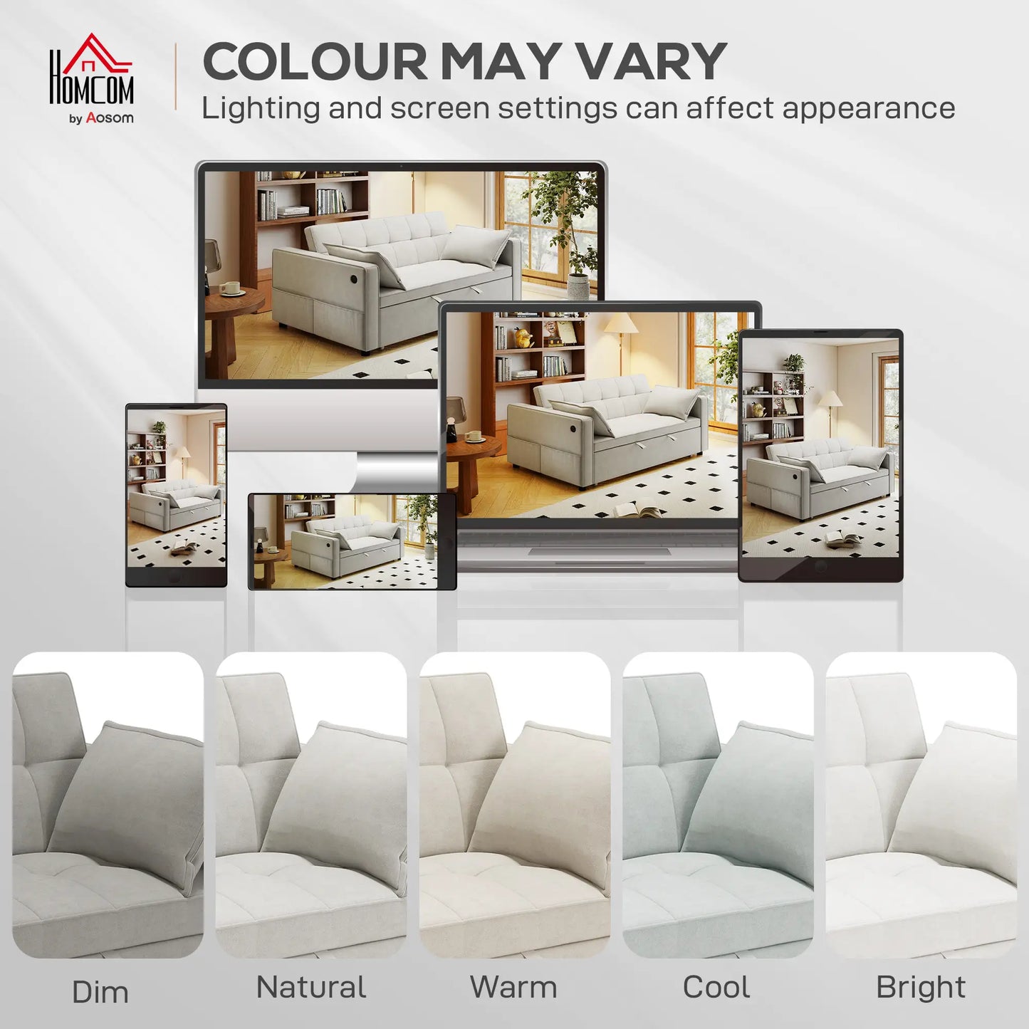 3-In-1 Convertible Sofa Bed, Pull Out Sleeper, Adjustable Backrest, Beige 2-Seater Sofas at Gallery Canada