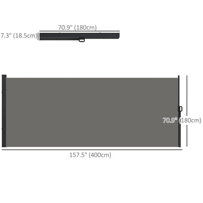 13' x 6' Retractable Side Awning, Outdoor Privacy Screen, Dark Grey Side Awnings at Gallery Canada