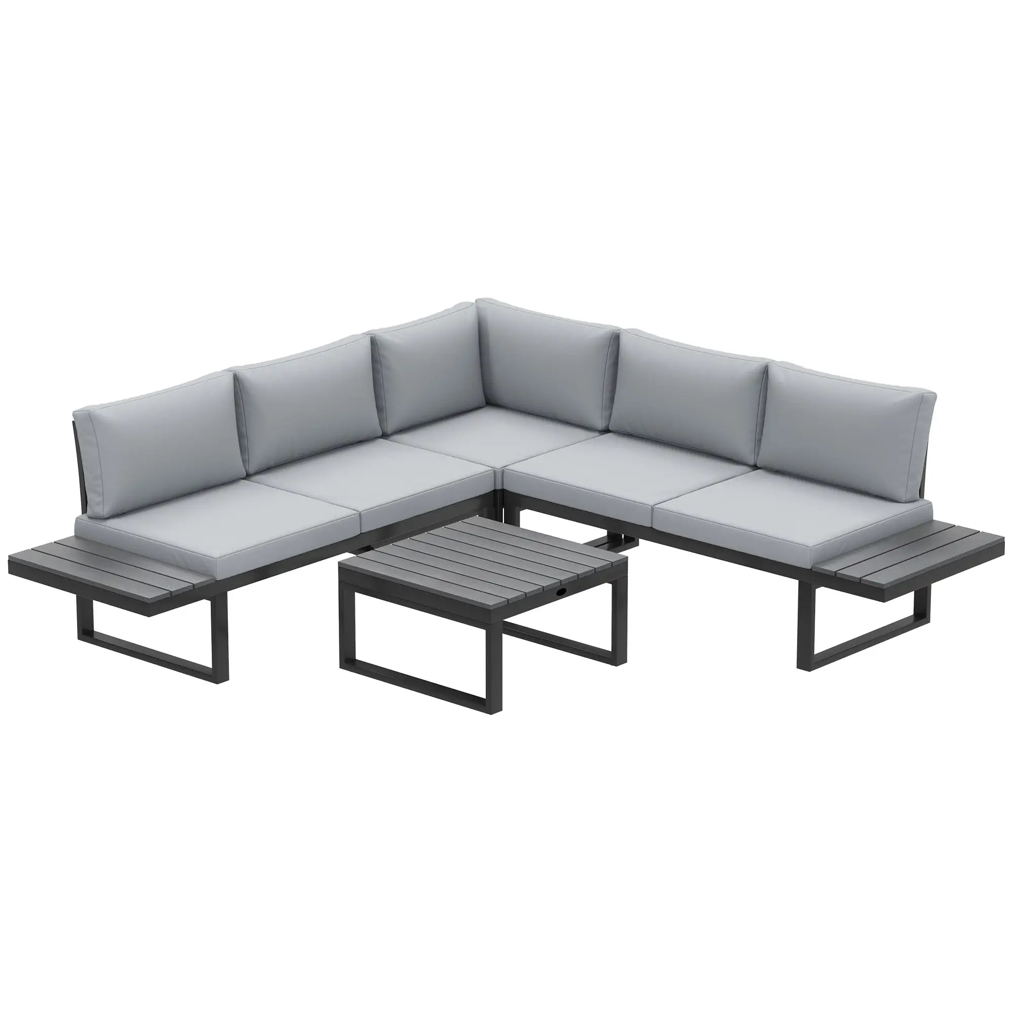 4 Piece Outdoor Patio Furniture Set, 5 Level Reclining Garden Corner Sofa Patio Furniture Sets Black, Light Grey at Gallery Canada