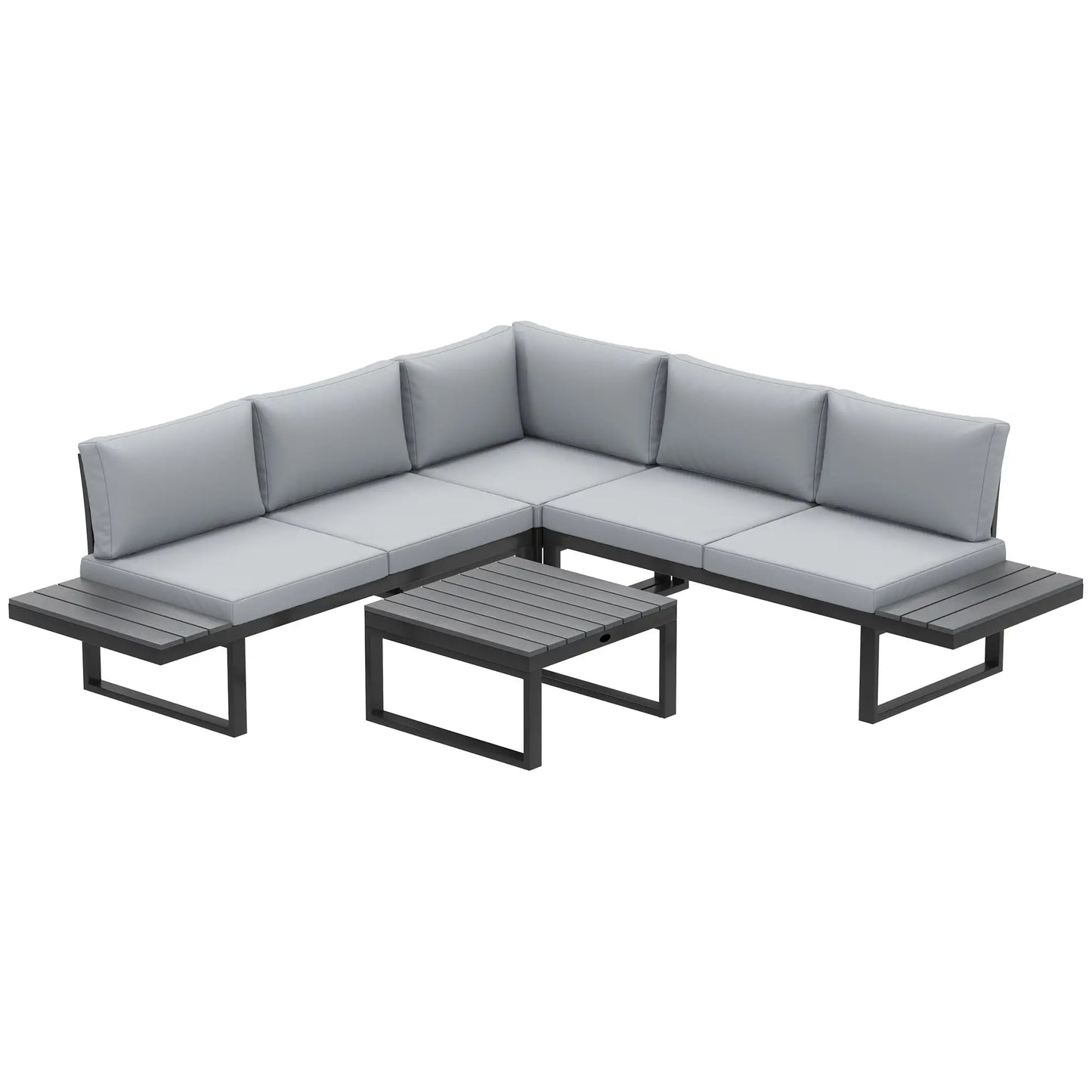 4 Piece Outdoor Patio Furniture Set, 5 Level Reclining Garden Corner Sofa Patio Furniture Sets Black, Light Grey at Gallery Canada