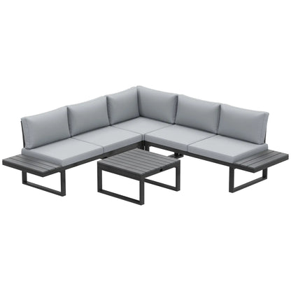 4 Piece Outdoor Patio Furniture Set, 5 Level Reclining Garden Corner Sofa Patio Furniture Sets Black, Light Grey at Gallery Canada