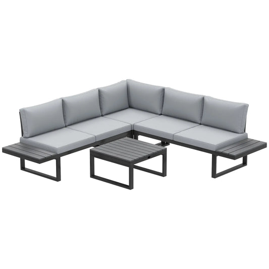 4 Piece Outdoor Patio Furniture Set, 5 Level Reclining Garden Corner Sofa Patio Furniture Sets Black, Light Grey at Gallery Canada