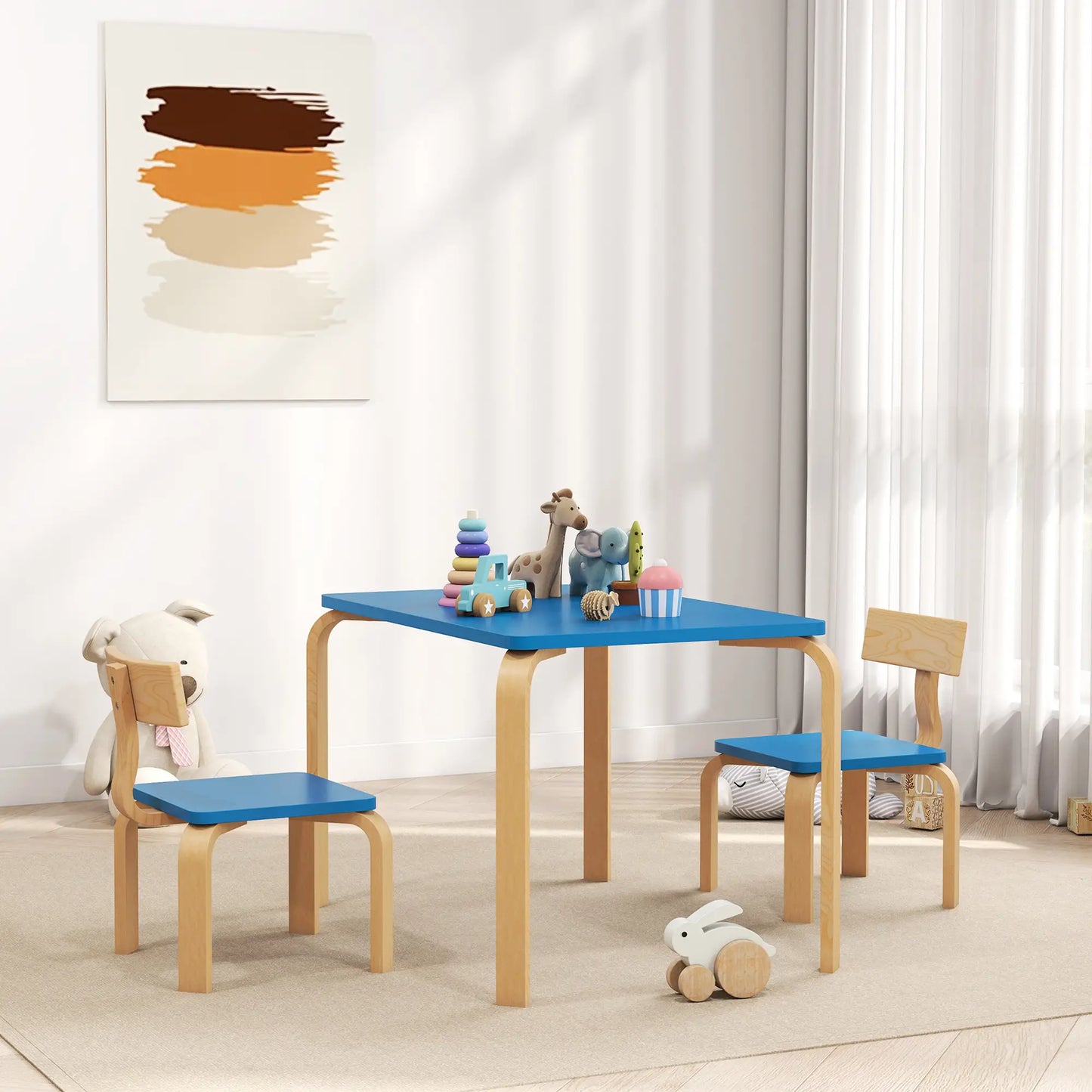 Kids Table And 2 Chair Set, Multi-Activity Furniture, Blue Kids Table Sets at Gallery Canada