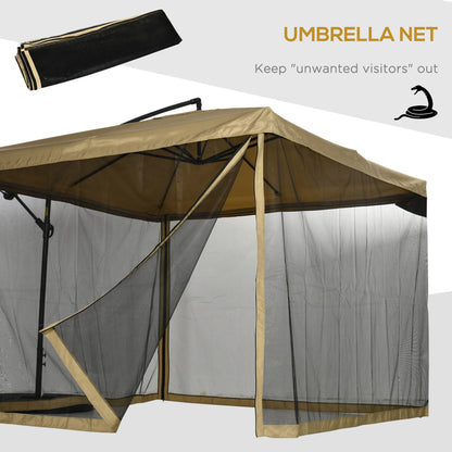 Offset Patio Umbrella with Net, Adjustable Canopy, Beige Cantilever Umbrellas at Gallery Canada
