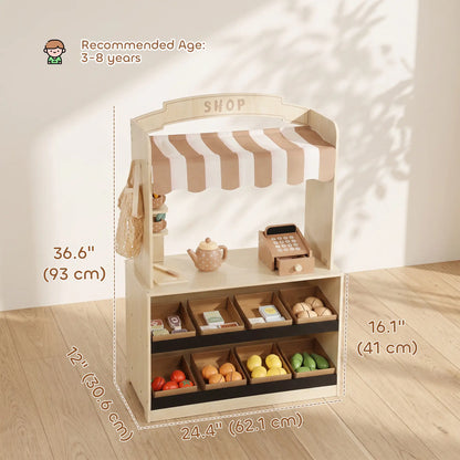 Ensemble de jeu d'épicerie en bois, 61 accessoires, nourriture jouet, caisse enregistreuse