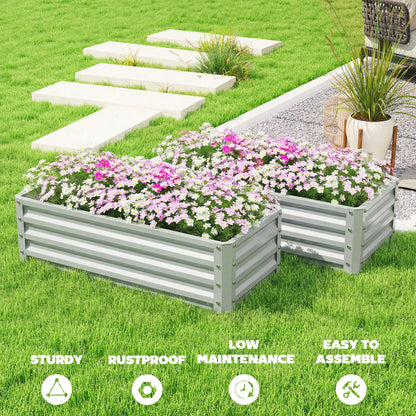 Galvanized Raised Garden Beds, Outdoor Planter Box, Set of 2, Silver Galvanized Planter Boxes at Gallery Canada