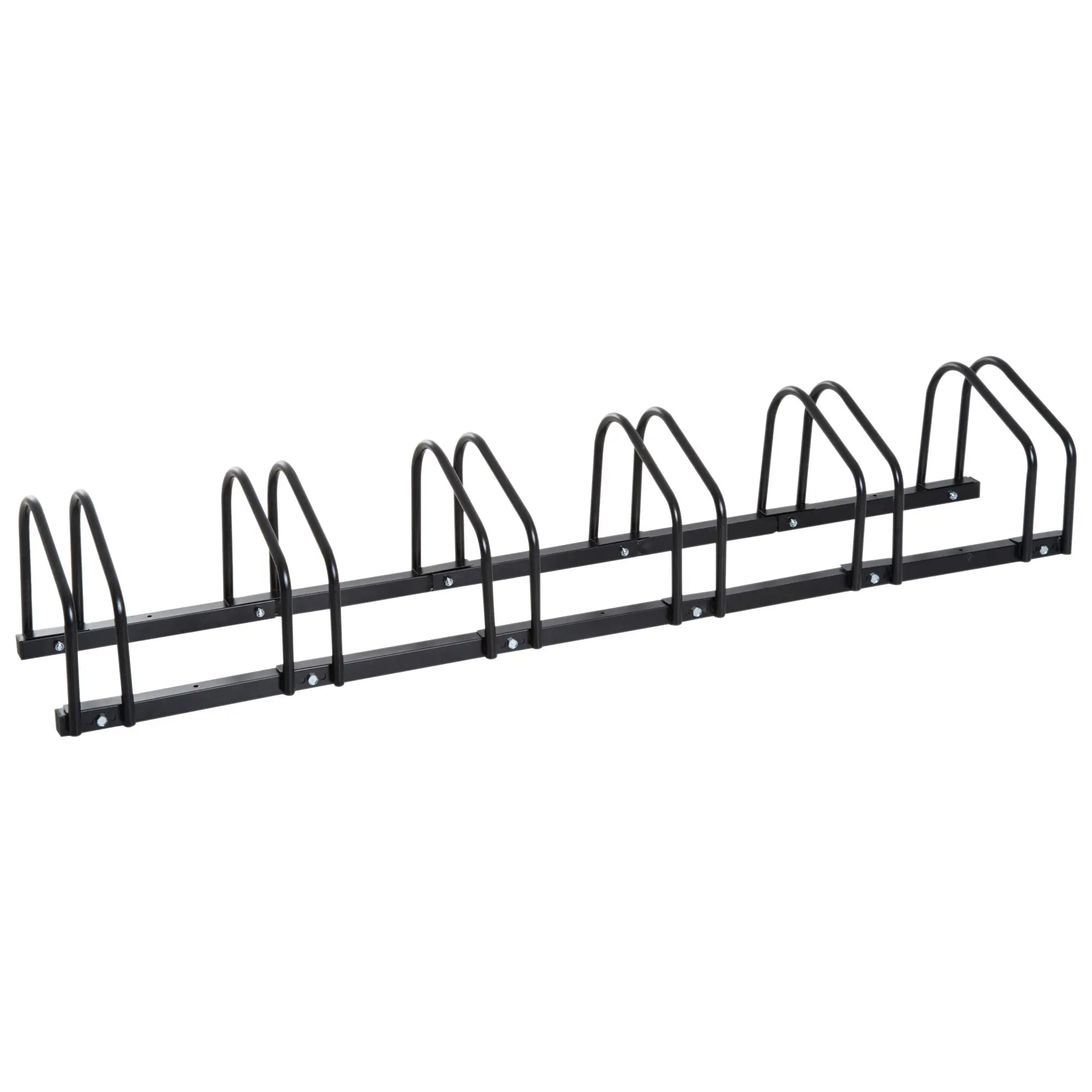 6-Bike Bicycle Floor Parking Rack Cycling Storage Stand Ground Mount Garage Organizer for Indoor and Outdoor Use Black Bike Parking Stands at Gallery Canada