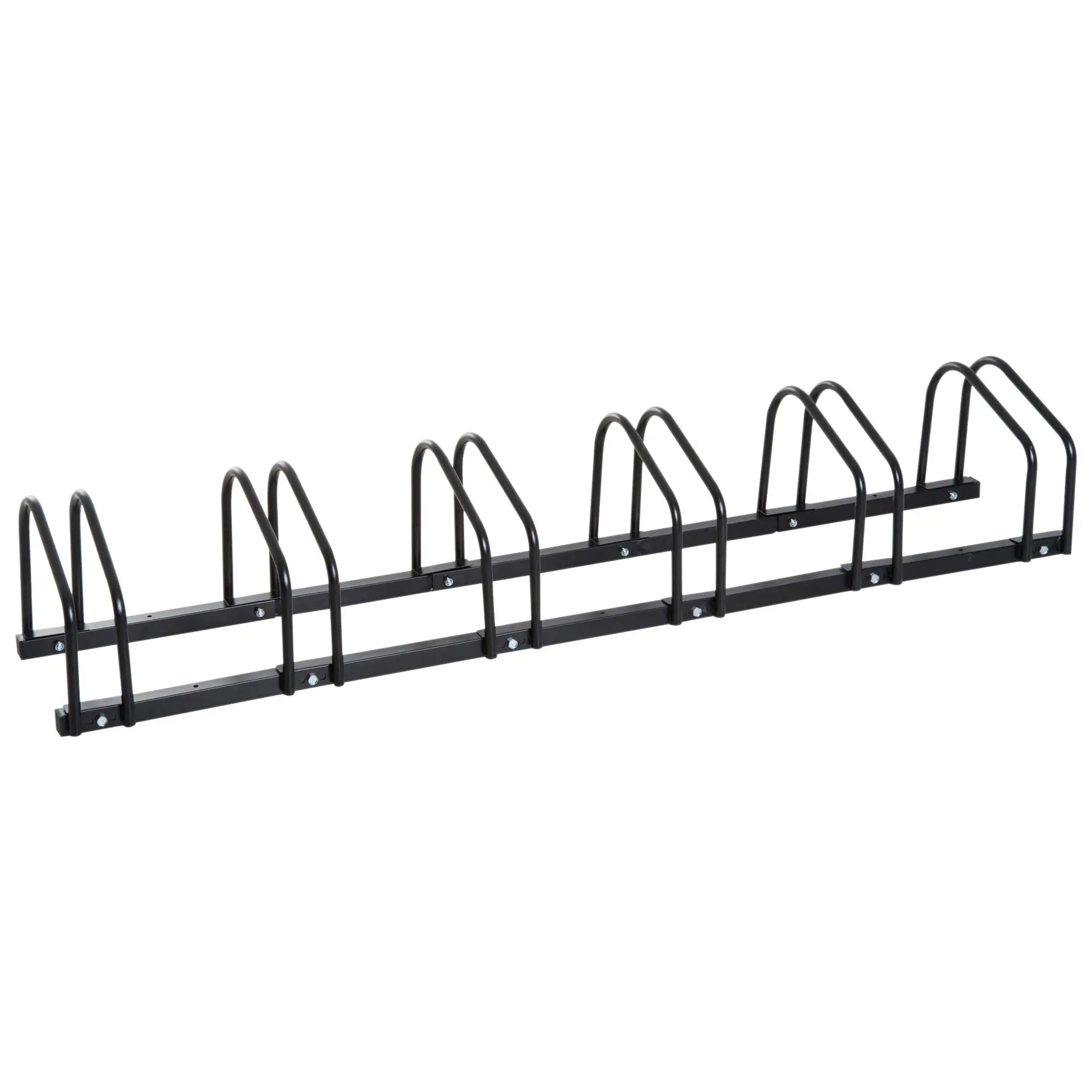 6-Bike Bicycle Floor Parking Rack Cycling Storage Stand Ground Mount Garage Organizer for Indoor and Outdoor Use Black Bike Parking Stands at Gallery Canada