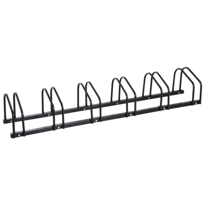 6-Bike Bicycle Floor Parking Rack Cycling Storage Stand Ground Mount Garage Organizer for Indoor and Outdoor Use Black Bike Parking Stands at Gallery Canada