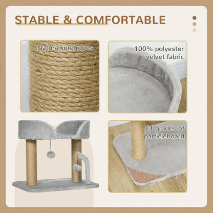 Small Cat Tree, Jute Scratching Posts, Top Perch, Light Grey Cat Trees at Gallery Canada