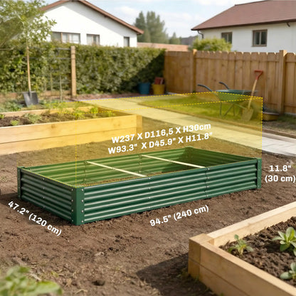 8 x 4 x 1ft Galvanized Raised Garden Bed, Reinforced Outdoor Planter Box, Green Galvanized Planter Boxes at Gallery Canada