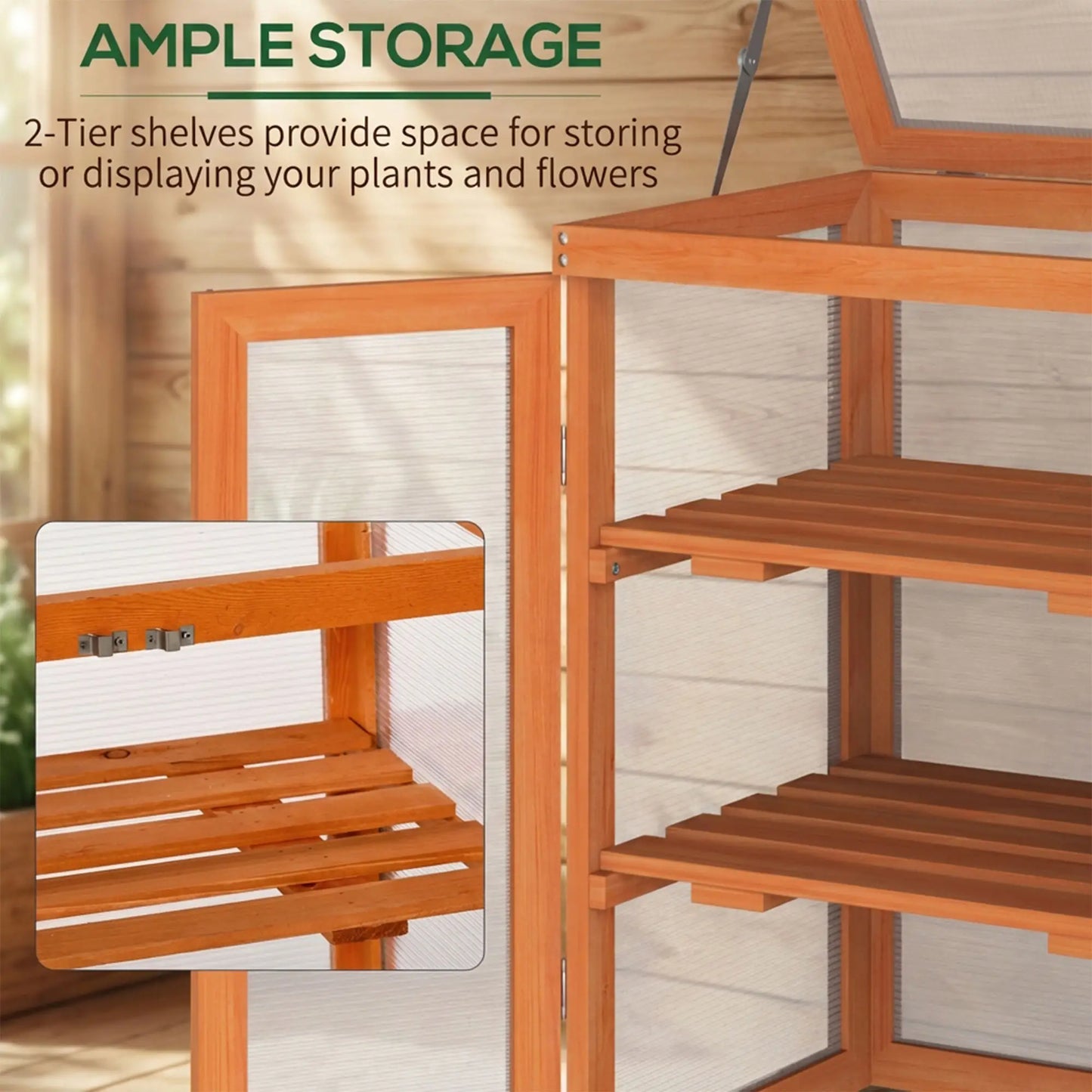 Wooden 2 Tier Cold Frame Greenhouse, 22.8" x 17.3" x 30.7", Orange Cold Frame Greenhouses at Gallery Canada