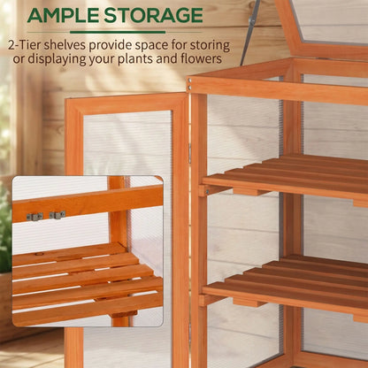 Wooden 2 Tier Cold Frame Greenhouse, 22.8" x 17.3" x 30.7", Orange Cold Frame Greenhouses at Gallery Canada