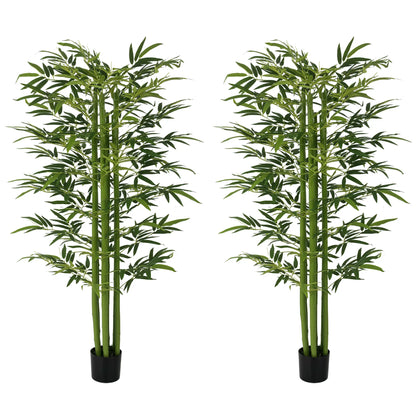 Indoor Fake Plants, Artificial Bamboo Tree with Adjustable Shape for Home Office Living Room Decor, Green