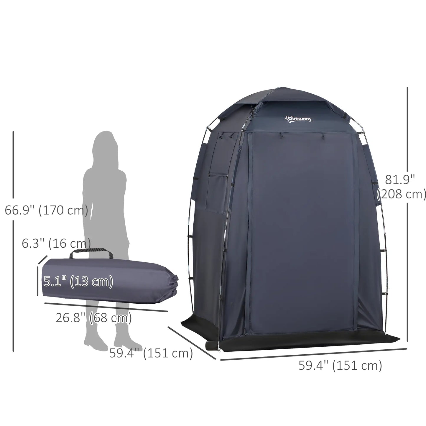 60" x 60" x 82" Shower Tent, Extra Wide Changing Room, Dark Blue Camping Tents at Gallery Canada