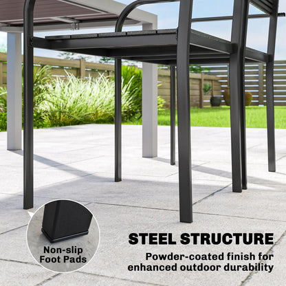 Stackable Patio Chairs Set Of 4, Outdoor Dining Chairs, Black Outdoor Dining Sets at Gallery Canada