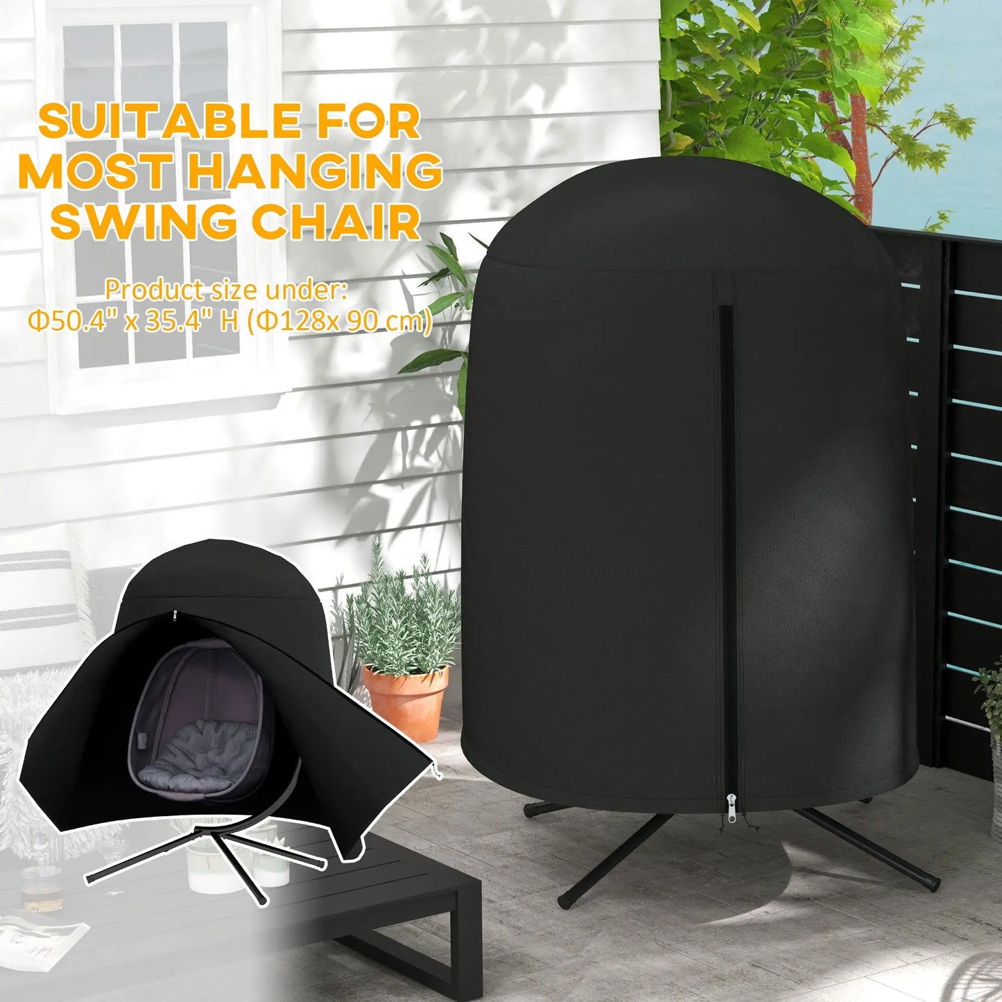Egg Chair Cover, Waterproof Oxford Fabric, 50.4" x 74.8" H, Black Patio Furniture Covers at Gallery Canada