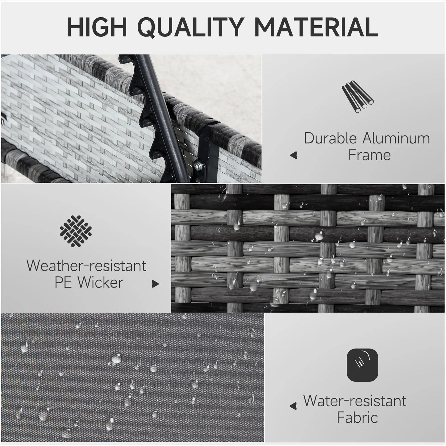 Patio Wicker Lounger, Outdoor PE Rattan Chaise Lounge, Adjustable Recliner, Grey Chaise Loungers at Gallery Canada