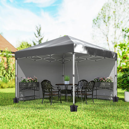 10' x 10' Pop Up Canopy With Sidewalls, Roller Bag, Height Adjustable, Grey Pop Up Canopies at Gallery Canada