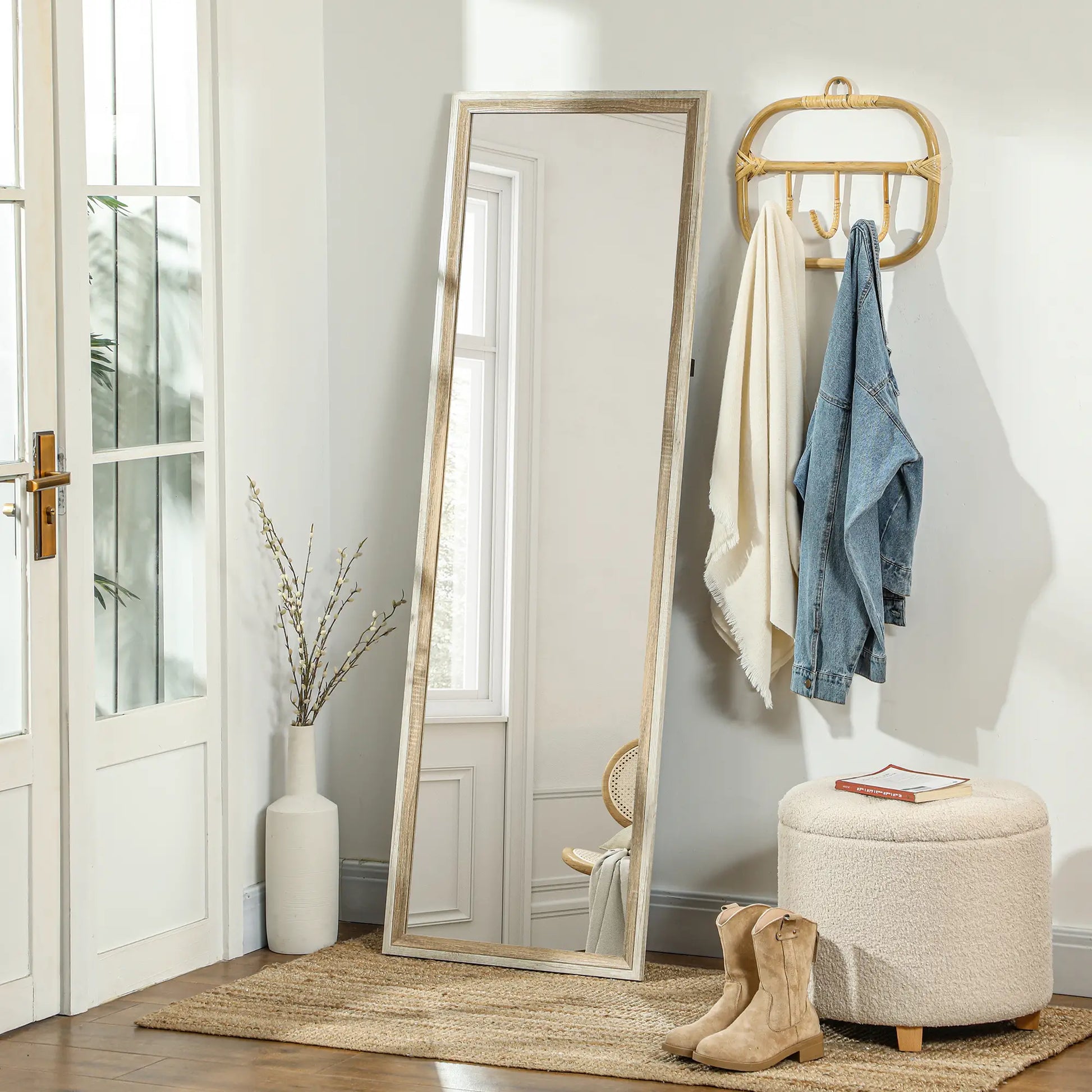 Floor Standing Mirror, Full Length, Dark Wood Grain Frame Full Length Mirrors at Gallery Canada