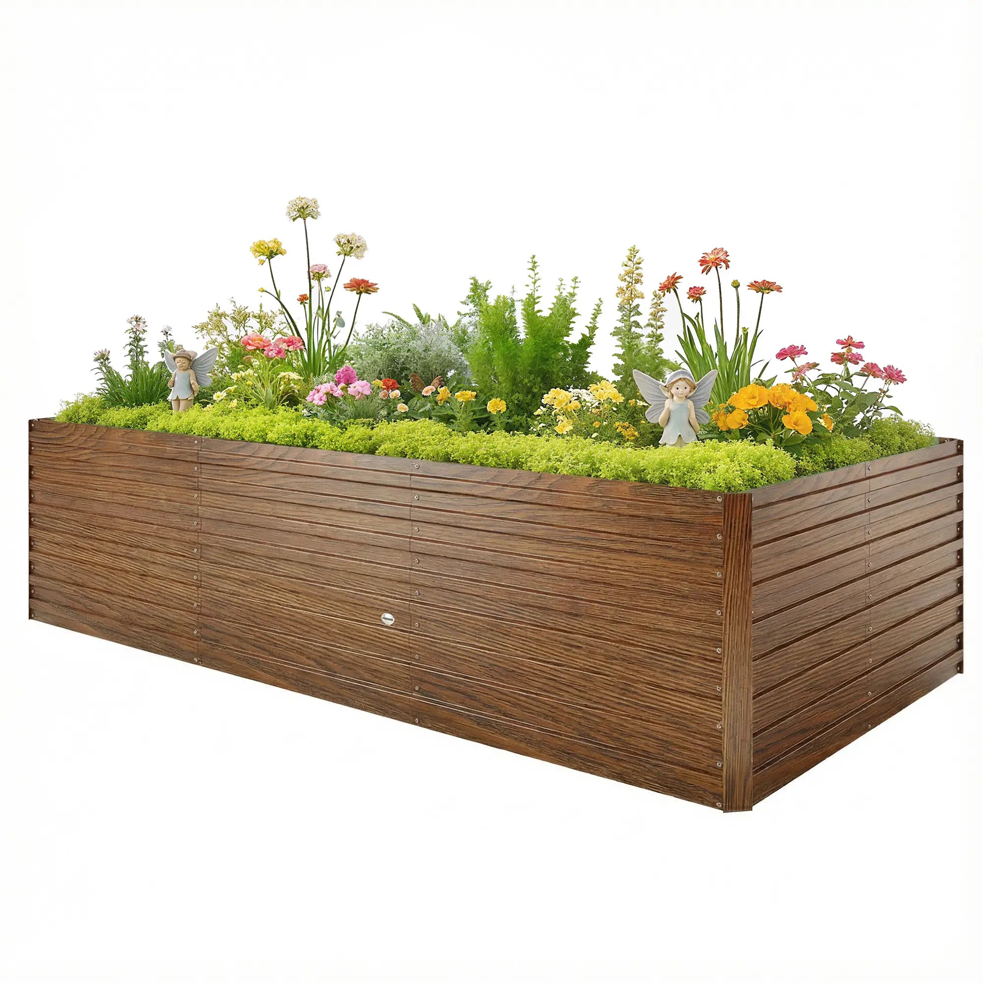 8' x 4' x 2' Raised Garden Bed, Galvanized Planter Box, Dark Brown Wood Effect, Dark Brown Galvanized Planter Boxes Dark Brown Wood Effect at Gallery Canada