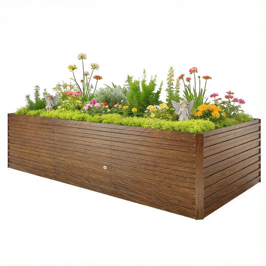 8' x 4' x 2' Raised Garden Bed, Galvanized Planter Box, Dark Brown Wood Effect, Dark Brown Galvanized Planter Boxes Dark Brown Wood Effect at Gallery Canada