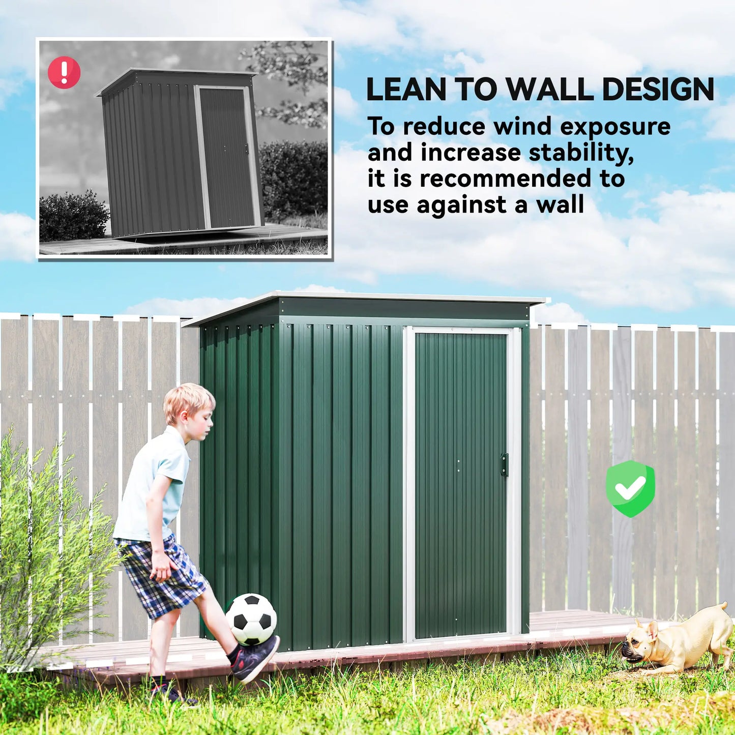 5 x 3 FT Outdoor Storage Shed, Steel Frame, Sliding Door, Green Sheds at Gallery Canada