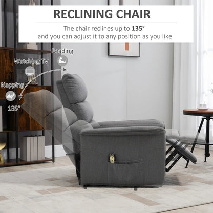 Power Lift Chair Recliner, Remote Control, Side Pockets, Dark Grey Electric Power Lift Chairs at Gallery Canada