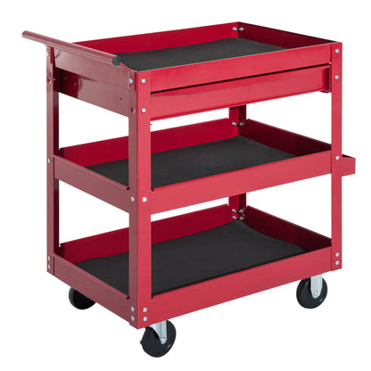 3-Tier Rolling Tool Cart, Drawer and Side Box, 132 LBS Capacity, Red Tool Organizers Red at Gallery Canada