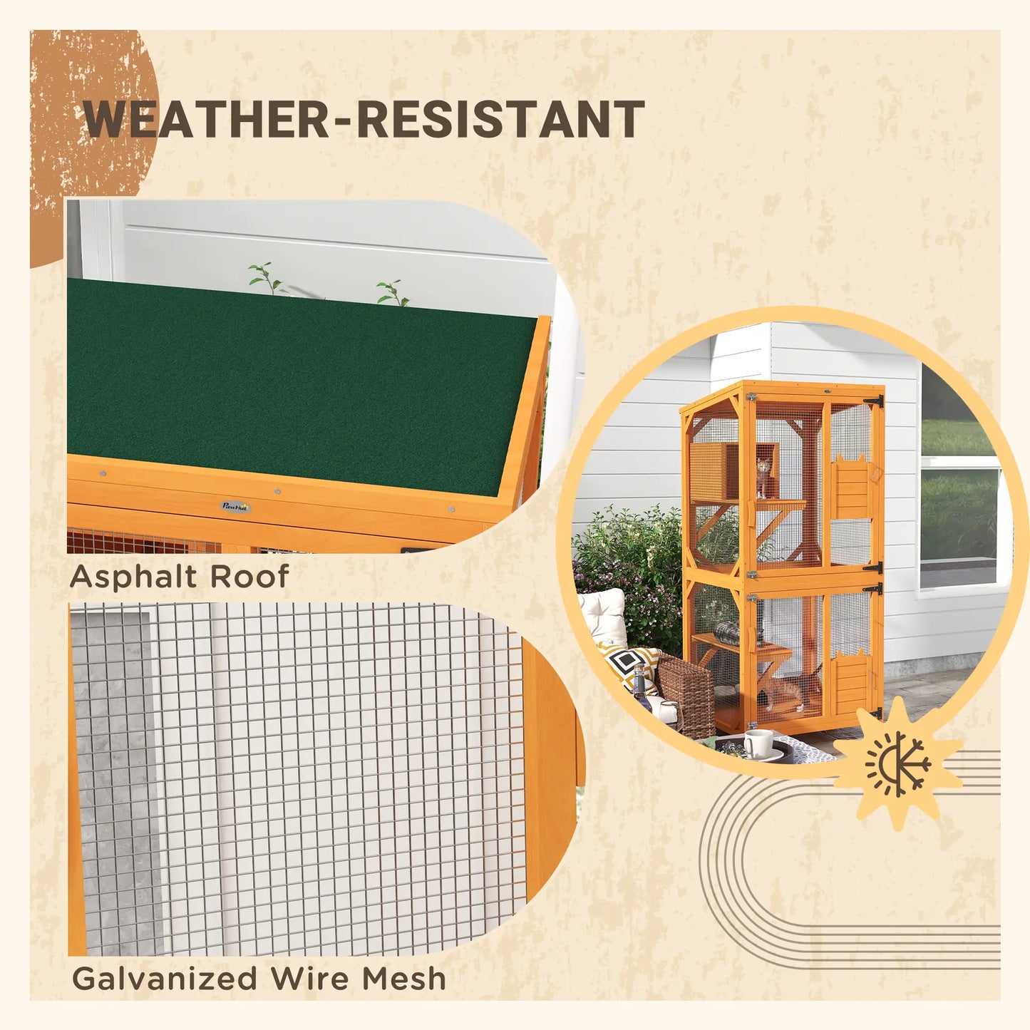 Outdoor Catio, Elevated Design, Wheels, Resting Box, Water-Resistant, Orange Outdoor Cat Enclosures at Gallery Canada