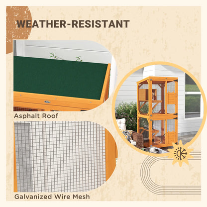 Outdoor Catio, Elevated Design, Wheels, Resting Box, Water-Resistant, Orange Outdoor Cat Enclosures at Gallery Canada