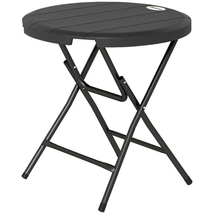 Foldable Round Outdoor Dining Table for 4, HDPE Tabletop, Steel Frame, Dark Grey Patio Dinning Tables Dark Grey at Gallery Canada