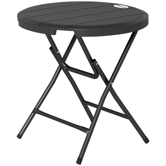 Foldable Round Outdoor Dining Table for 4, HDPE Tabletop, Steel Frame, Dark Grey Patio Dinning Tables Dark Grey at Gallery Canada