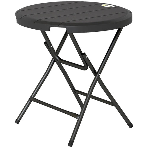 Foldable Round Outdoor Dining Table for 4, HDPE Tabletop, Steel Frame, Dark Grey