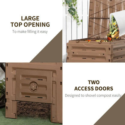 Garden Composter, 80 Vents, 2 Doors, 120 Gallon, Brown Outdoor Compost Bin at Gallery Canada